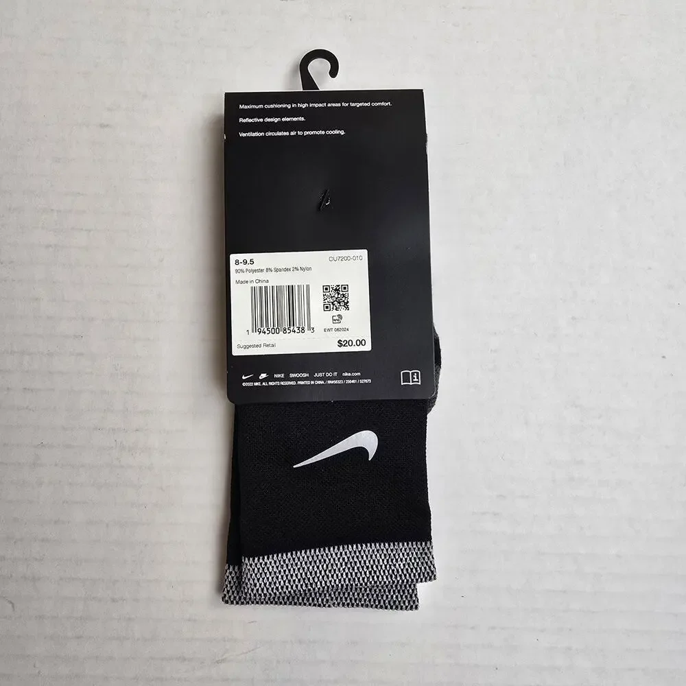 Nike Spark Running Crew Socks Size W9.5-11/M8-9.5 Black Cushioned Dri-Fit